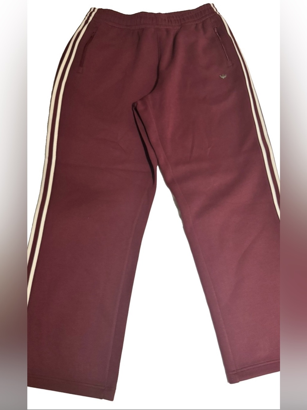 Adidas Men's Premium Shadow Red Track Pants with Cream Side Stripes Size Large - Picture 5 of 9